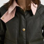 Giacca donna Beadnell Waxed verde scuro e rosa LWX1403 OL99 BARBOUR 
