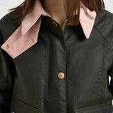 Giacca donna Beadnell Waxed verde scuro e rosa LWX1403 OL99 BARBOUR 