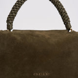 Borsa donna Sveva Peach Media a spalla in suede con tracolla verde BT2006PEO BOSCO ORCIANI 