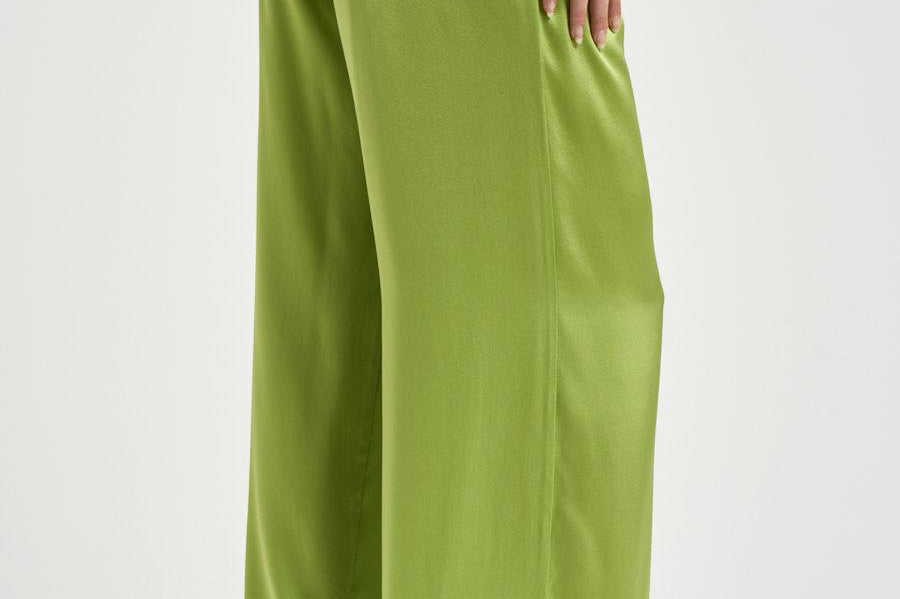 Pantalone donna in seta verde brillante 14582 6028 FORTE FORTE 