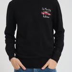 Maglia uomo girocollo con ricamo nera HERON LTEMBRYCARMORITZ00 MC2 SAINT BARTH 