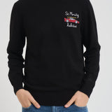 Maglia uomo girocollo con ricamo nera HERON LTEMBRYCARMORITZ00 MC2 SAINT BARTH 