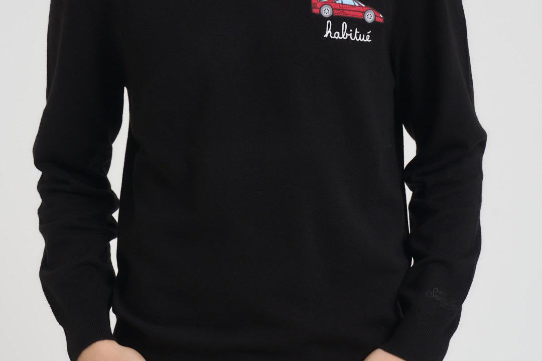 Maglia uomo girocollo con ricamo nera HERON LTEMBRYCARMORITZ00 MC2 SAINT BARTH 