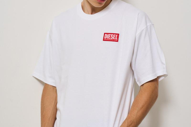 T-shirt uomo girocollo bianca con logo A14947 ONIAR100 DIESEL 