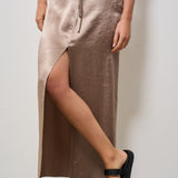 Gonna donna lunga satinata tortora 31125 8934 FILIPPA K 
