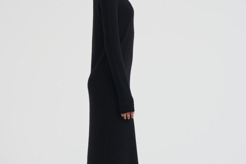 Abito donna lungo con collo alto nero 2025346 BLACK LISA YANG 