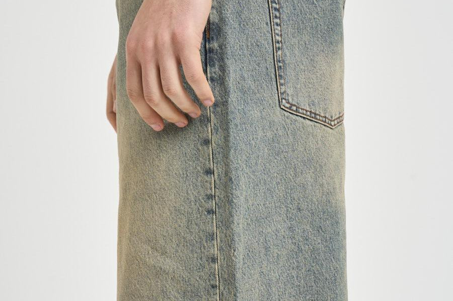 Bermuda uomo in denim slavato 308 DARK BLUE WOODBIRD 