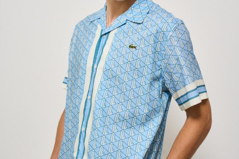 Camicia uomo monogram celeste CH9094 GIL LACOSTE 