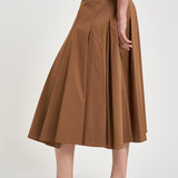 Gonna midi donna a balze marrone S6SK34 T89 SEMICOUTURE 