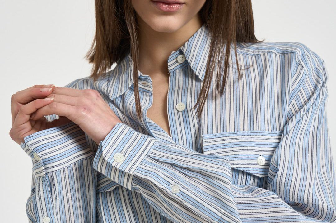 Camicia donna Nath azzurra a righe CH0131FF D1I04E30BU MARANT ETOILE 