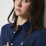 Camicia donna in lino blu 211970730 002 RALPH LAUREN 