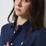 Camicia donna in lino blu 211970730 002 RALPH LAUREN 