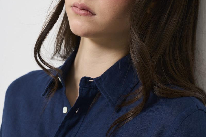 Camicia donna in lino blu 211970730 002 RALPH LAUREN 