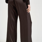 Pantalone donna satinato marrone Y6SM39 V22 SEMICOUTURE 