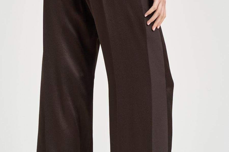 Pantalone donna satinato marrone Y6SM39 V22 SEMICOUTURE 