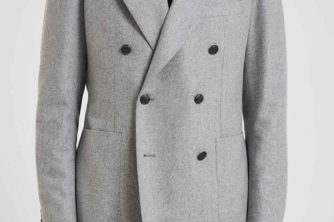 Giacca uomo doppiopetto in lana grigia 1SMC20K 070039P3041 TAGLIATORE 