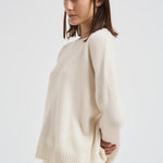 Maglione donna girocollo in cashmere panna AMELIE 755BLACN KUJTEN 