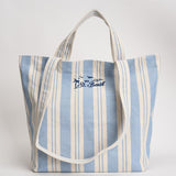 Borsa tote donna in cotone a righe celeste BIGSTRIPESV 3161EMB MC2 SAINT BARTH 