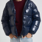 Piumino uomo corto lucido blu notte STEVE 4004 PYRENEX 