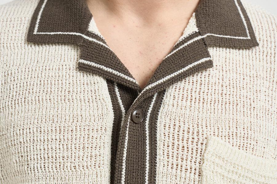 Polo uomo effetto crochet beige M26100018 CLEARCREAM SAMSØE SAMSØE 