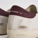 Sneakers uomo Super-star bianca e bordeaux GMF00101 F00811410350 GOLDEN GOOSE 