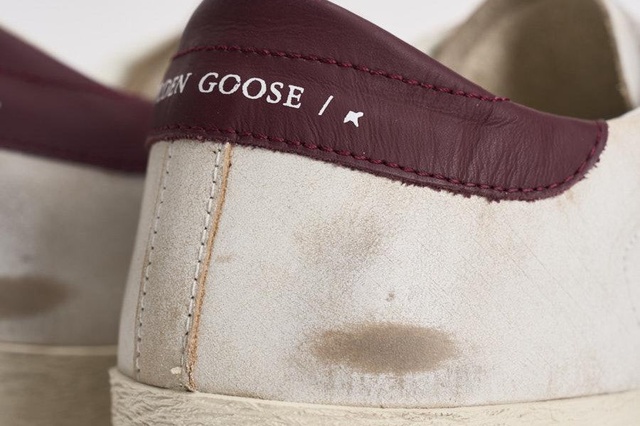 Sneakers uomo Super-star bianca e bordeaux GMF00101 F00811410350 GOLDEN GOOSE 