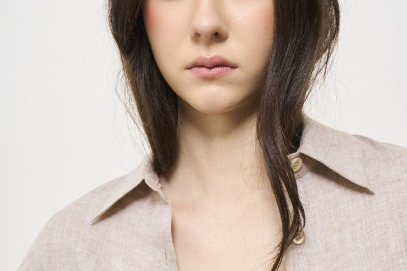 Camicia donna in lino beige S06121 2600948 PESERICO 