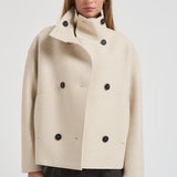 Cappotto donna corto doppiopetto panna AG2484 MLK410 HARRIS WHARF LONDON 