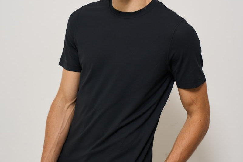 T-shirt uomo girocollo nera AU1330C 1002 ALPHA STUDIO 
