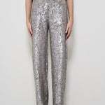 Pantalone donna Gong con paillettes argento D230733 GONG018 P.a.r.o.s.h. 