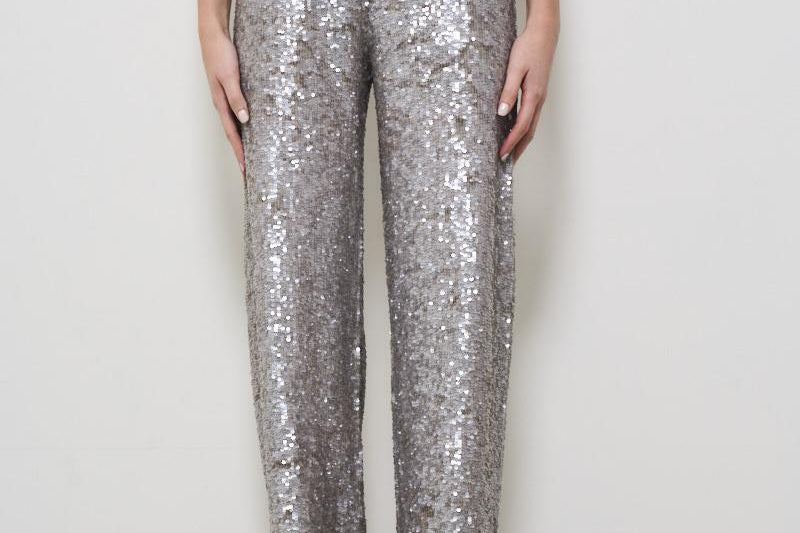 Pantalone donna Gong con paillettes argento D230733 GONG018 P.a.r.o.s.h. 
