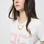 T-shirt donna bianca con logo rosa MA033 270 ELISABETTA FRANCHI 