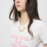 T-shirt donna bianca con logo rosa MA033 270 ELISABETTA FRANCHI 