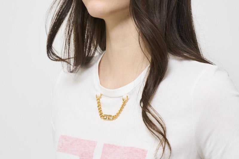 T-shirt donna bianca con logo rosa MA033 270 ELISABETTA FRANCHI 
