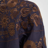 Blusa donna ricamata a mano marrone MATIAS BIGBLOUSENAVY ANTIK BATIK 