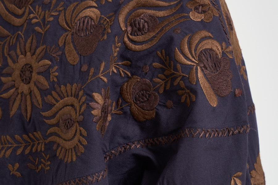 Blusa donna ricamata a mano marrone MATIAS BIGBLOUSENAVY ANTIK BATIK 