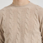 Maglia uomo girocollo a treccia beige 25FCCM010439 112 ACCADEMIE TESSILI 