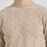 Maglia uomo girocollo a treccia beige 25FCCM010439 112 ACCADEMIE TESSILI 