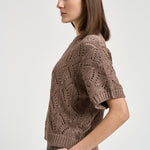 Maglia donna traforata marrone A99079F03 09110149 PESERICO 