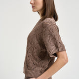 Maglia donna traforata marrone A99079F03 09110149 PESERICO 