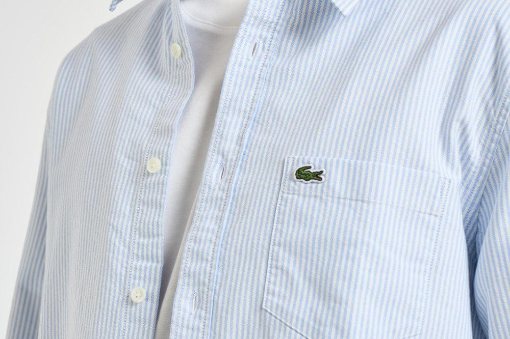 Camicia uomo a righe azzurra e bianca CH5625 E7B LACOSTE 