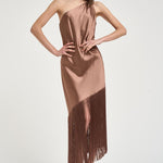 Abito donna monospalla bronzo 106352A33D KIWIL50 PINKO 