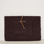 Clutch donna in rafia marrone V7.4AF CHOCOLATE MANEBI' 