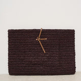 Clutch donna in rafia marrone V7.4AF CHOCOLATE MANEBI' 