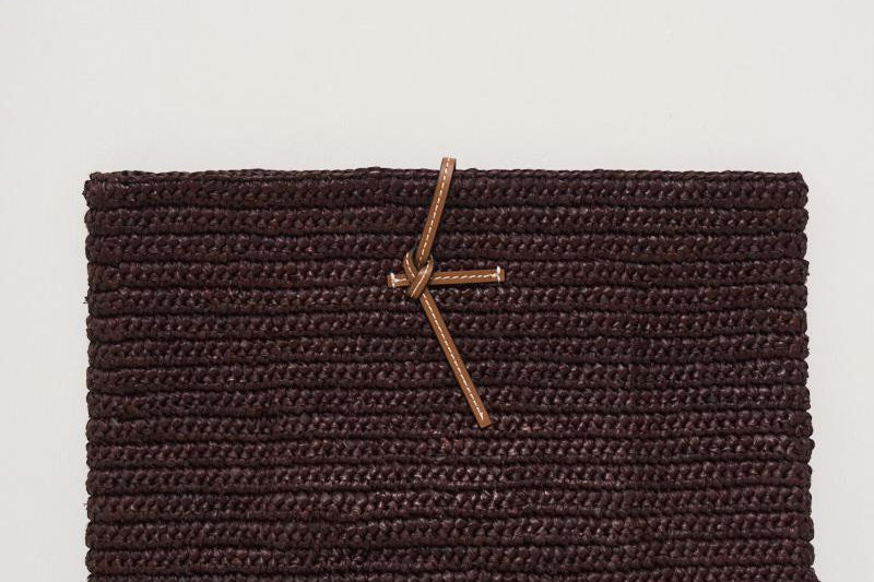 Clutch donna in rafia marrone V7.4AF CHOCOLATE MANEBI' 