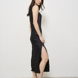 Abito donna midi satinato nero AB000037D 9300 HERNO 