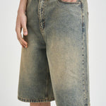 Bermuda uomo in denim slavato 308 DARK BLUE WOODBIRD 