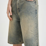 Bermuda uomo in denim slavato 308 DARK BLUE WOODBIRD 