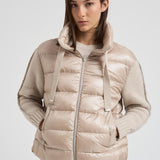 Bomber donna in nylon e maglia beige PI00138DR 1985 HERNO 