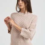 Maglia donna girocollo traforata beige A99314F05 947 PESERICO 